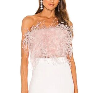 Lamarque Pink Feathered Strapless Top xs